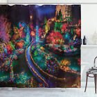 Christmas Lights in Garden Decoration Season Nature Print Shower Curtain Set