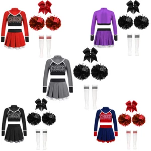 Kids Girls Dancewear Rhinestone Uniform Patchwork Outfit Skirt Dress Up Dance - Picture 1 of 72