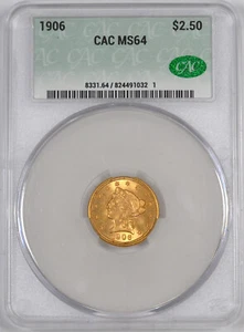 1906 Liberty Gold Quarter Eagle / $2.50 / CACG MS64 - Picture 1 of 2