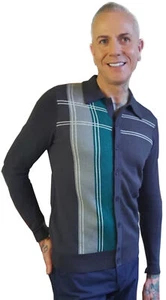Cárdigan Collectif "JO MULTI CHECK" rayas manga larga años 50 CARDIGAN Rockabilly - Imagen 1 de 5