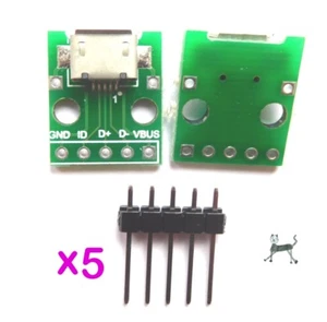 USB-Adapter Micro-B auf 2,54 Steckleiste (5 Stück) - für diverse DIY-Anwendungen - Bild 1 von 5