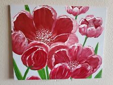 Handmade Painting Acrylic Art Panel 8x10x1/16in Decor Flowers Tulips Spring