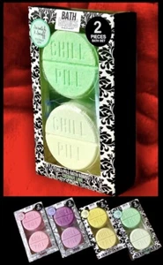2pk Body & Earth CHILL PILL Bath Bombs COCONUT/LIME Gift Set Each 2.75” Diameter - Picture 1 of 12