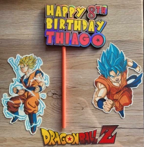 DragonBall Z Personalised Cake Topper Birthday Boy Girl - Picture 1 of 4