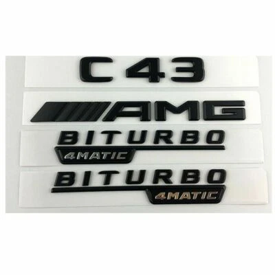 Emblemas emblemas de guardabarros de maletero negro mate C43 AMG BITURBO 4MATIC para Mercedes/Benz/ Foto 1 de 2