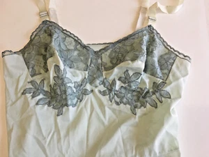 34-Short, Vintage CHARMODE 1950s 60s SEARS Jade All Nylon Full Slip Dress USA - Picture 1 of 14