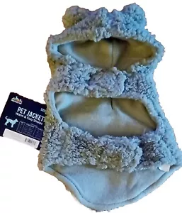 NUEVO CON ETIQUETAS ABRIGO FALSO SHERPA Y LANA PERRO MASCOTA EXTRA PEQUEÑO XS 18" PECHO * OREJAS DE OSO DE PELUCHE - Imagen 1 de 3