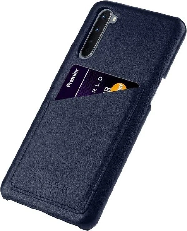 StilGut Back Cover for OnePlus Nord, Leather with Card Holder, Dark Blue - Image 1 of 1