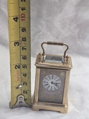 Bronze Brass miniature carriage clock with Porcelain Panels  - Image 1 of 4