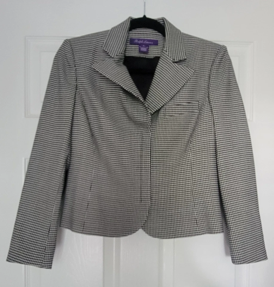 Chaqueta Blazer Ralph Lauren Etiqueta Púrpura Pata de Gallo Mezcla Lana $1690 Talla 2  Foto 1 de 4