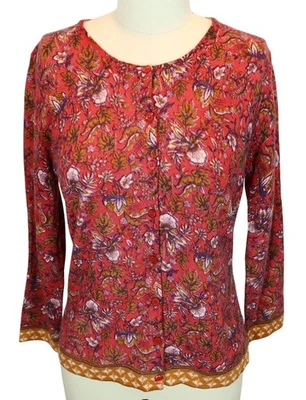 Cárdigan Suéter GARNET HILL Lana Merino Manga 3/4 Talla S Naranja Quemado Amarillo Foto 1 de 4