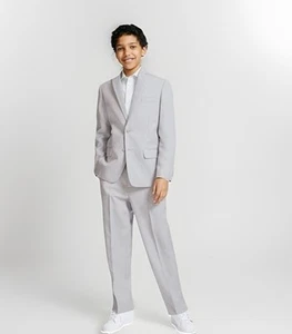 NAUTICA Boys 2 Piece Formal Suit Sz 18 Light Gray Tailored Classic Elegant Solid - Picture 1 of 13