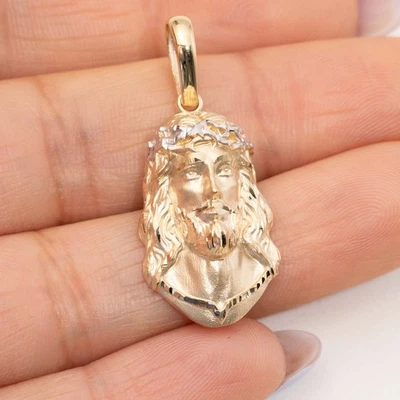 Кулон 1 1/2 дюйма с бриллиантовой огранкой лицо Иисуса настоящее желтое золото 14 карат - Изображение 1 из 4