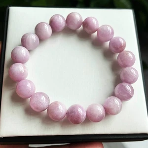 11.7mm Natural Purple Kunzite Crystal Round Cat's Eye Beads Bracelet - Picture 1 of 6