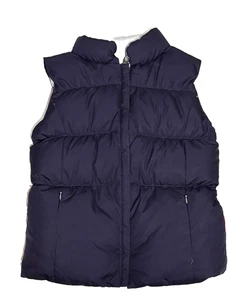 ONE KID PURPLE TO SILVER REVERSIBLE FULL DOWN FILLED  ZIP VEST, GIRL'S 10 - Picture 1 of 4
