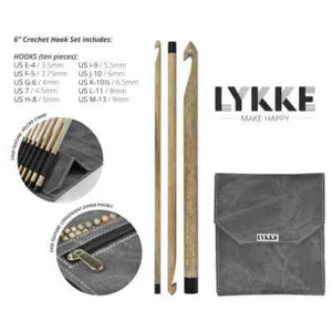 LYKKE ::Driftwood Crochet Hooks 6" Set:: in Grey Denim Pouch - Picture 1 of 1