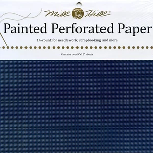 Midnight Blue Painted Perforated Paper Mill Hill 14 Count 9x12 Inches PP21 - Picture 1 of 2
