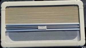 RV Blind Screen Combo 27.5"W X 13.75"H Assembled W/ Frame Tan Blind White Screen - Picture 1 of 12