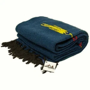 Blue Mexican Blanket Thunderbird Yoga Native Tapestry Falsa Throw XL Navy Dark - Picture 1 of 4