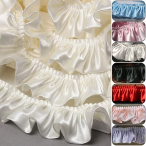 10M Ruffle Lace Edge Trim Satin Pleated Ribbon Fabric Sewing Hem 5.5cm Width NEW - Picture 1 of 31