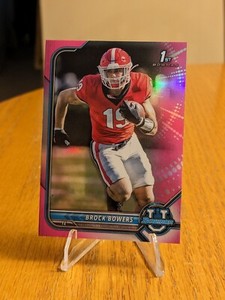 Brock Bowers 2022 Bowman Chrome University 1st Pink Refractor #83 Georgia