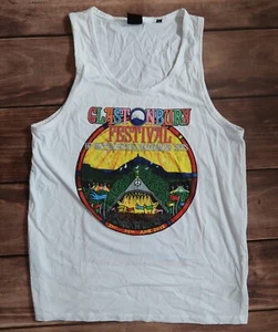 Rare T Shirt Glastonbury Festival 2023 Tee Sleeveless White Cotton, Size S - Picture 1 of 12