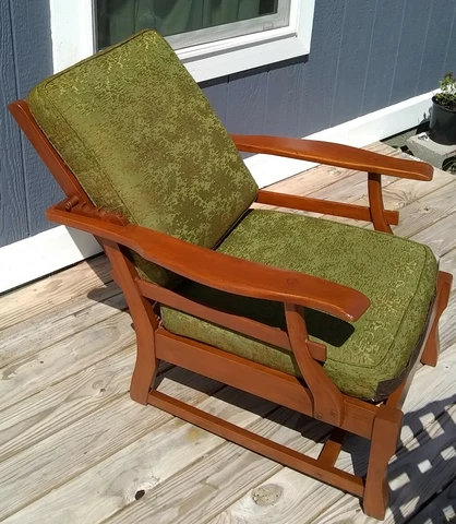 ANTIQUE MORRIS WOOD CHAIR ADJUSTABLE 3 POSITION RECLINER COVERED CUSHIONS *READ* Cover