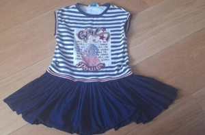GIRLS DESIGNER MAYORAL NAVY & WHITE SLEEVELESS DRESS - AGE 5 YEARS - Picture 1 of 5