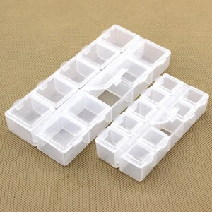 Clear Plastic Organizer Case 10-12 Compartments Jewelry Bead Display Storage Box - Picture 1 of 13