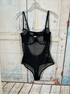 Body INC International Concepts Intimates maglia trasparente logo nero intenso taglia L - Foto 1 di 16