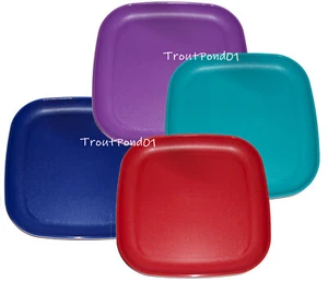 Juego de placas cuadradas Tupperware de 8 pulgadas EE. UU. 4 tonos joya de colección púrpura azul rojo azulada - Imagen 1 de 6