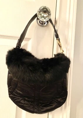 NUEVO $348 COACH Soho Piel de Conejo Esquí Hobo Cartera Bolso Negro Foto 1 de 4