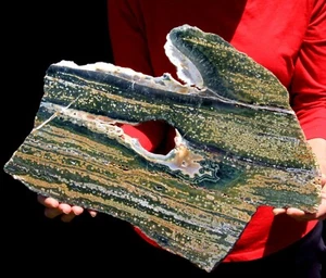 Losa de jaspe oceánico llamativa del museo de 16,75 pulgadas, ¡Madagascar! OJ 190 - Imagen 1 de 6