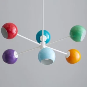 6 luces de techo hechas a mano blanco Sputnik araña accesorio de luz de latón - Imagen 1 de 3