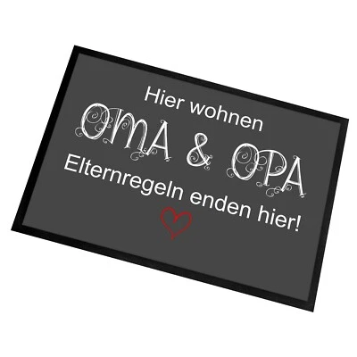 Fußmatte mit Spruch | Oma & Opa - Elternregeln enden hier! | 60x40cm | Türmatte - Bild 1 von 4