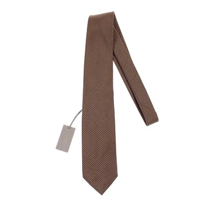 Tom Ford NWT Silk/Cotton Blend Neck Tie Browns/Tan Micro Stripes Made in Italy - Image 1 of 4