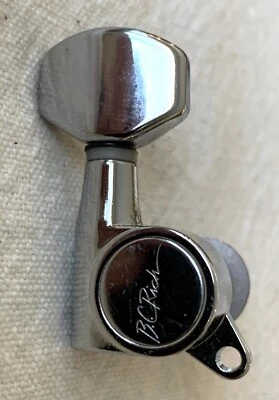 1995 B.C. Rich Mockingbird Electric Guitar Original Logo Chrome Tuner Tuning Peg - Image 1 of 4
