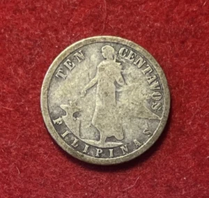 Philippines 10 Centavos 1908 S Silver Coin KM#169 T6125 - Picture 1 of 2