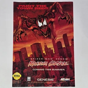 Spider-Man Venom Maximum Carnage Sega Genesis Red Print Ad/Poster Promo Art - Picture 1 of 2
