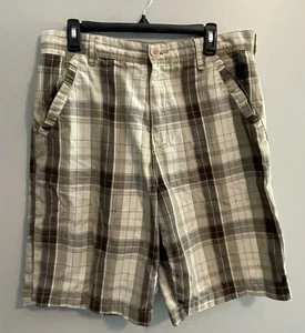Vintage Billabong Shorts Adult 34 Beige Plaid Baggy Chino Skater Surfer Mens Y2K - Picture 1 of 8