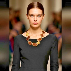 LYDELL NYC VINTAGE 1980s MULTICOLOR GEOMETRIC STATEMENT NECKLACE NEW - Picture 1 of 14