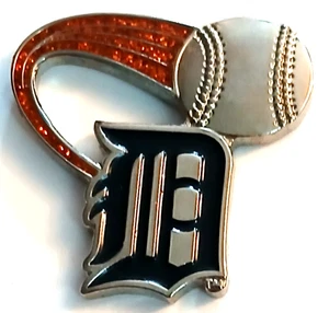 Tigers Pins CLASSY RARE RETIRED Detroit Tigers Pin COOL Glitter Baseball MLB Pin - Picture 1 of 3