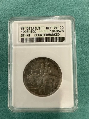 1925 ANACS STONE MOUNTTAIN COMMEMORATIVE VF 20 COUNTERMARK "A" "167" (HPG045511) - Image 1 of 4