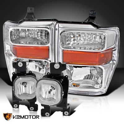 Fits 2008-2010 Ford F250 F350 F450 Superduty Clear Headlights+Fog Lamps Pair Foto 1 de 4
