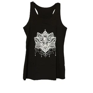 Schwarzes ärmelloses Top mit weißem Mandala Design Größe L - Bild 1 von 3