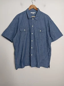 JW Anderson x Uniqlo Shirt Mens XL Extra Large Blue Denim Short Sleeve Buttons - Picture 1 of 12
