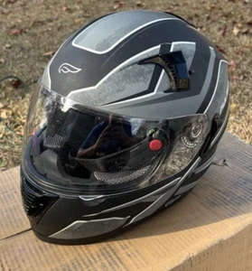Casco de motocicleta LS2 FULMER - negro/gris adulto talla pequeña con visera de sol y bolsa - Imagen 1 de 9