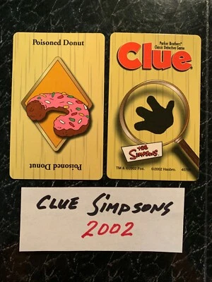 CLUE The Simpsons POISONED DONUT  WEAPON CARD Game Replacement 2002 - Image 1 of 2