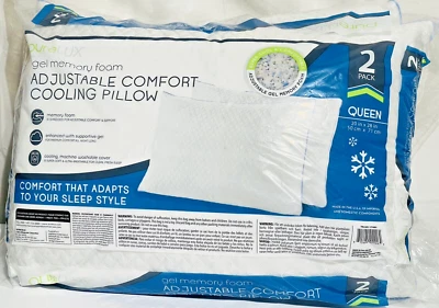 PureLUX Gel Memory Foam Adjustable Comfort Pillow Queen 2 Pack - Image 1 of 2