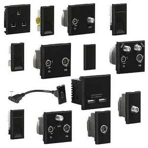 Euro module plate inserts HDMI coax cat 5 6 satellite quadplex BLACK MULTIMEDIA - Picture 1 of 46